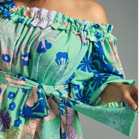 Oopscool Off-The-Shoulder Printed Dress L - Picture 2 of 7